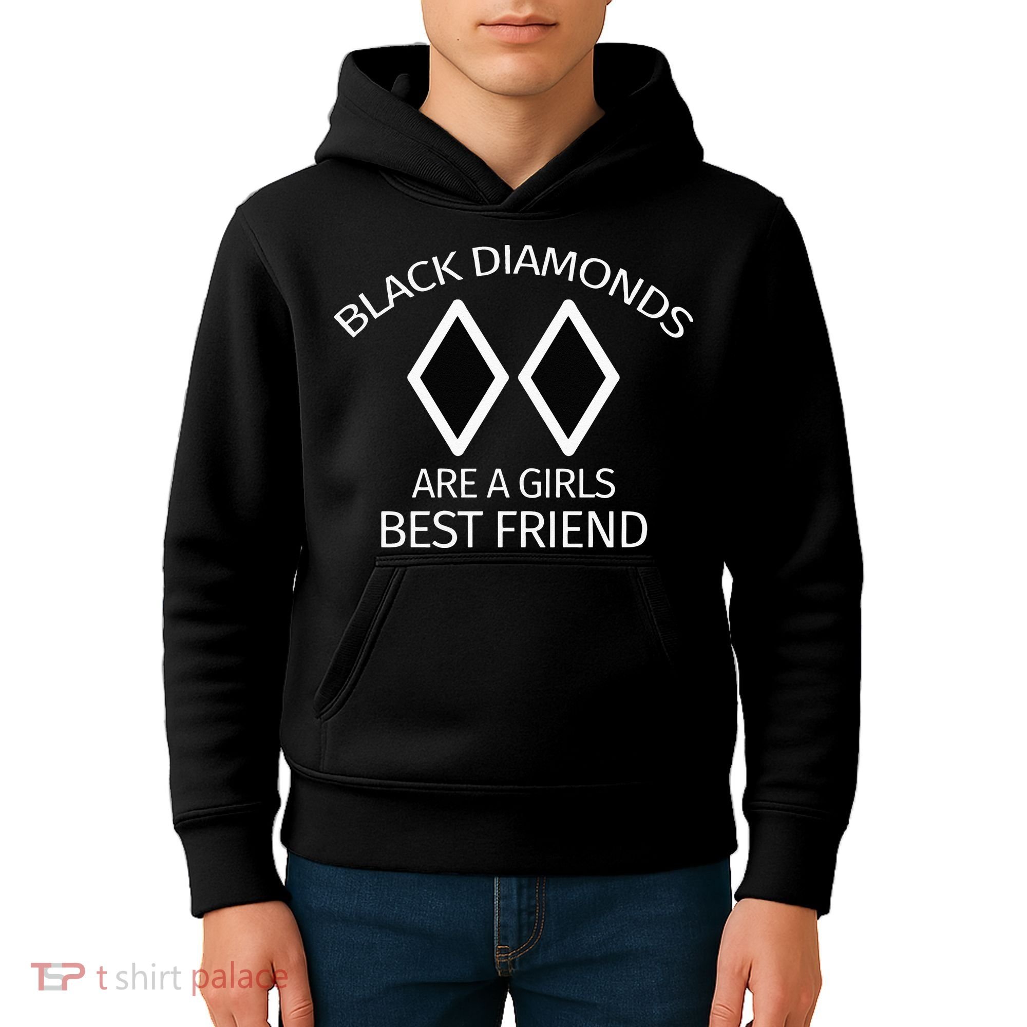 Black Diamonds Are A Girl Best Friend Skiing Kids Hoodie