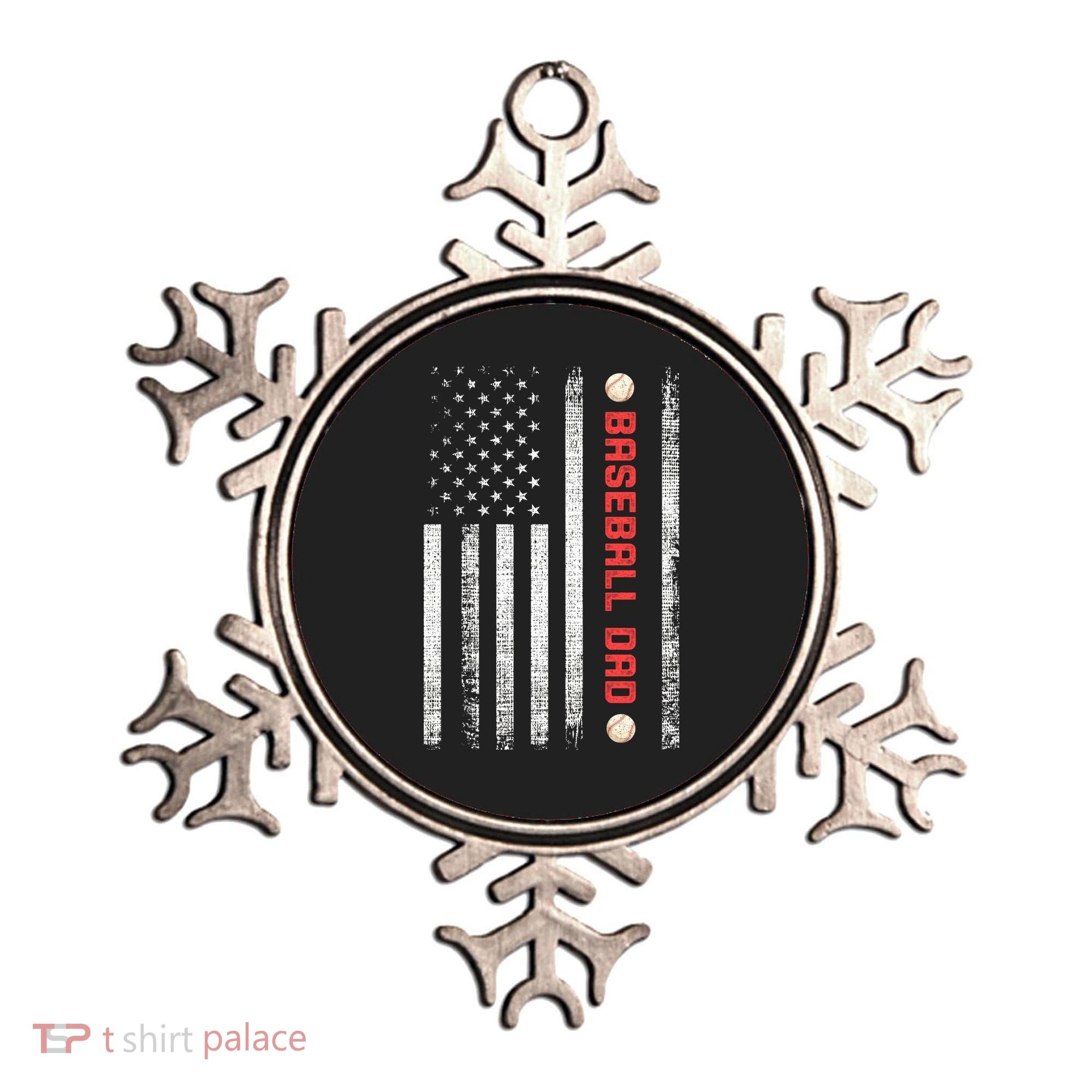 Baseball Dad American Flag Cool Father's Day Gift Ornament