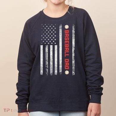 Baseball Dad American Flag Cool Father's Day Gift Women's Sweatshirt