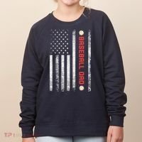 Baseball Dad American Flag Cool Father's Day Gift Women's Sweatshirt thumb 0