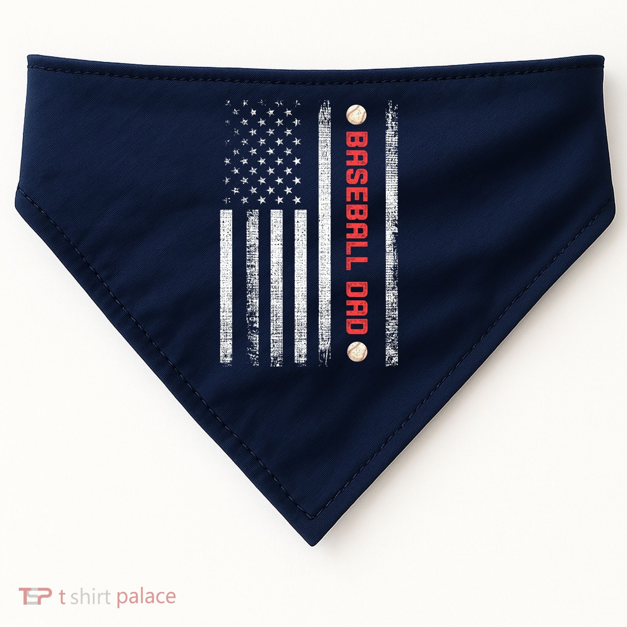 Baseball Dad American Flag Cool Father's Day Gift USA-Made Doggie Bandana