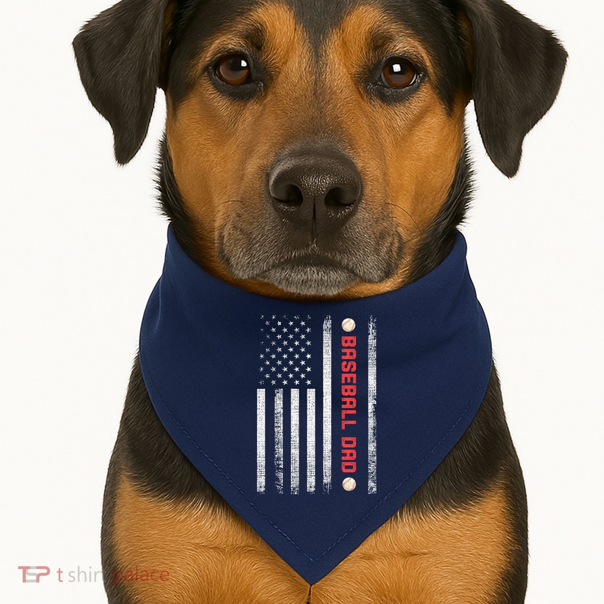 Baseball Dad American Flag Cool Father's Day Gift USA-Made Doggie Bandana