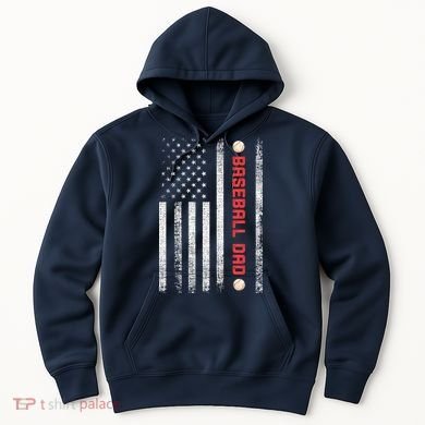 Baseball Dad American Flag Cool Father's Day Gift Hoodie