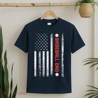 Baseball Dad American Flag Cool Father's Day Gift T-Shirt thumb 2