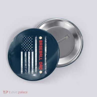 Baseball Dad American Flag Cool Father's Day Gift Button