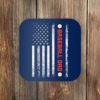 Baseball Dad American Flag Cool Father's Day Gift Coaster thumb 0