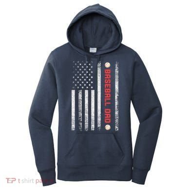 Baseball Dad American Flag Cool Father's Day Gift Women's Hoodie