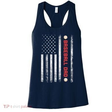 Baseball Dad American Flag Cool Father's Day Gift Women's Tank Top