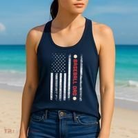 Baseball Dad American Flag Cool Father's Day Gift Women's Tank Top thumb 2
