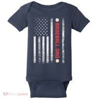 Baseball Dad American Flag Cool Father's Day Gift Baby Bodysuit thumb 0