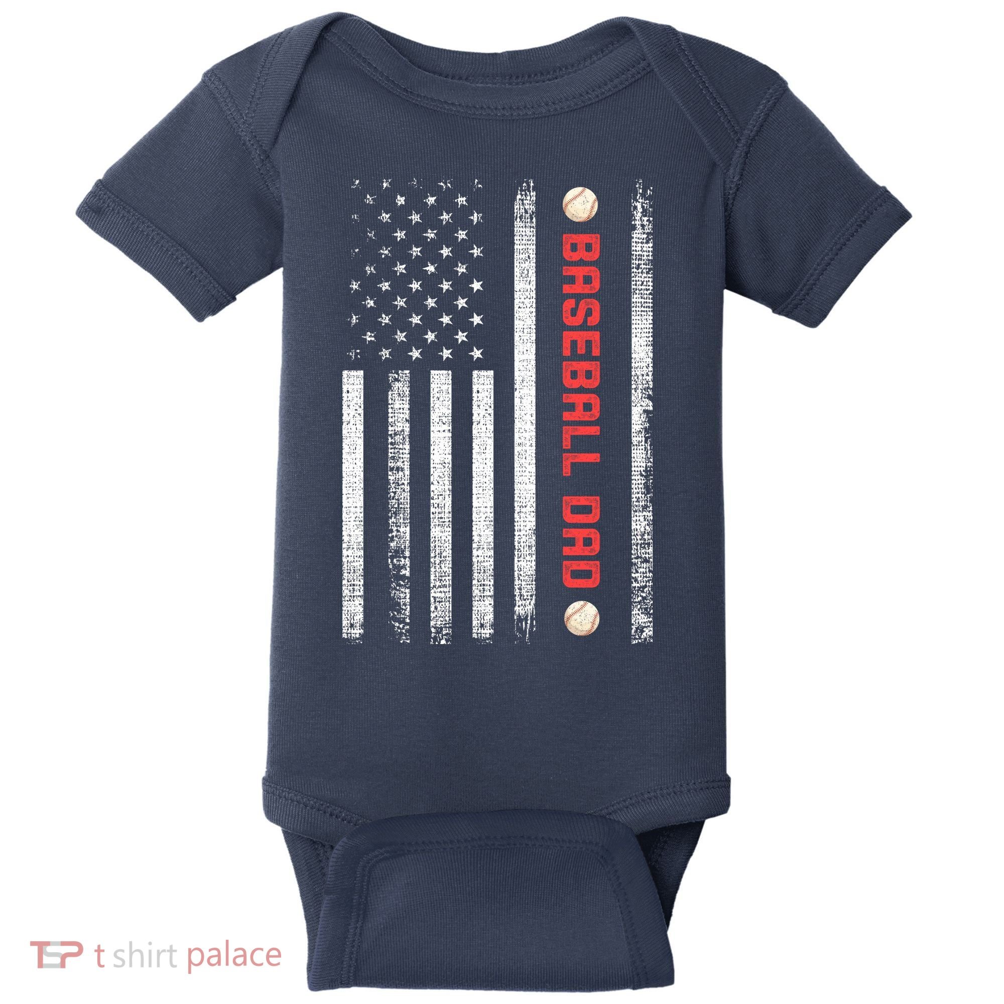Baseball Dad American Flag Cool Father's Day Gift Baby Bodysuit