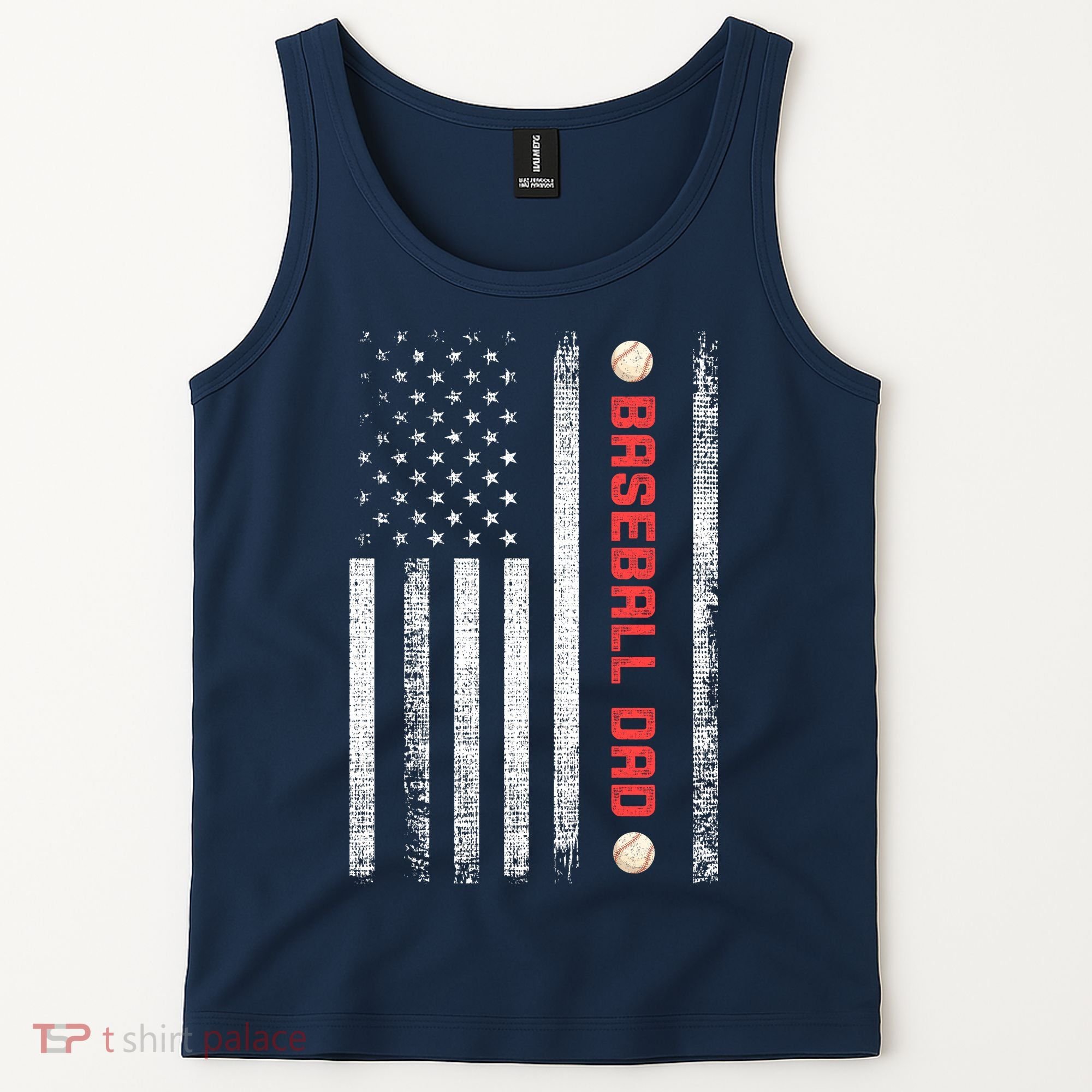 Baseball Dad American Flag Cool Father's Day Gift Tank Top