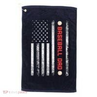Baseball Dad American Flag Cool Father's Day Gift Golf Towel thumb 0