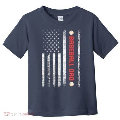 Baseball Dad American Flag Cool Father's Day Gift Toddler T-Shirt