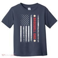 Baseball Dad American Flag Cool Father's Day Gift Toddler T-Shirt thumb 0