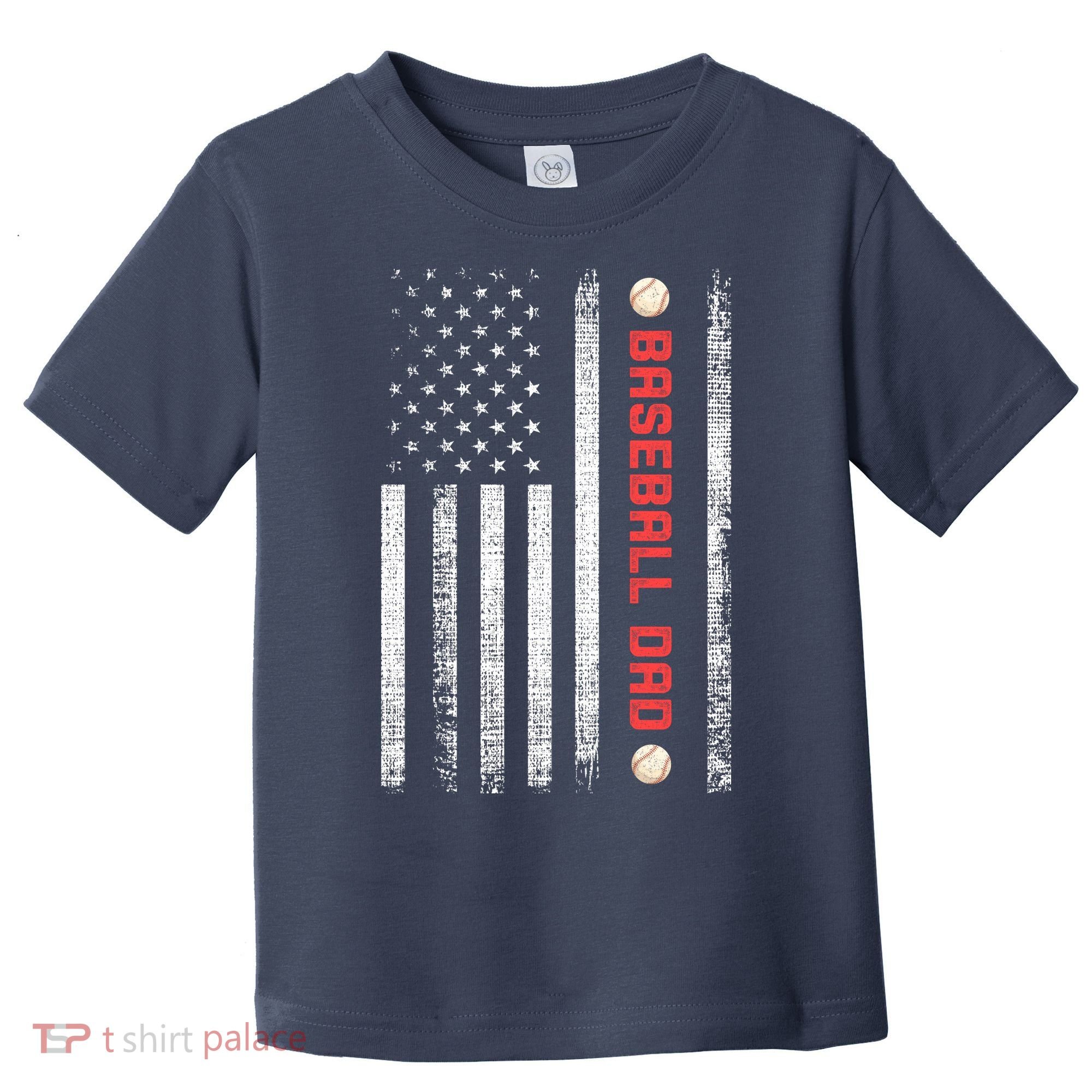 Baseball Dad American Flag Cool Father's Day Gift Toddler T-Shirt