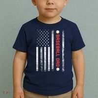 Baseball Dad American Flag Cool Father's Day Gift Toddler T-Shirt thumb 2