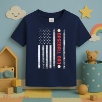Baseball Dad American Flag Cool Father's Day Gift Toddler T-Shirt thumb 3