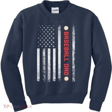 Baseball Dad American Flag Cool Father's Day Gift Kids Sweatshirt