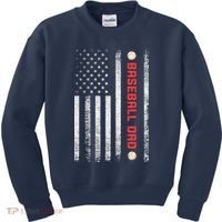 Baseball Dad American Flag Cool Father's Day Gift Kids Sweatshirt thumb 0