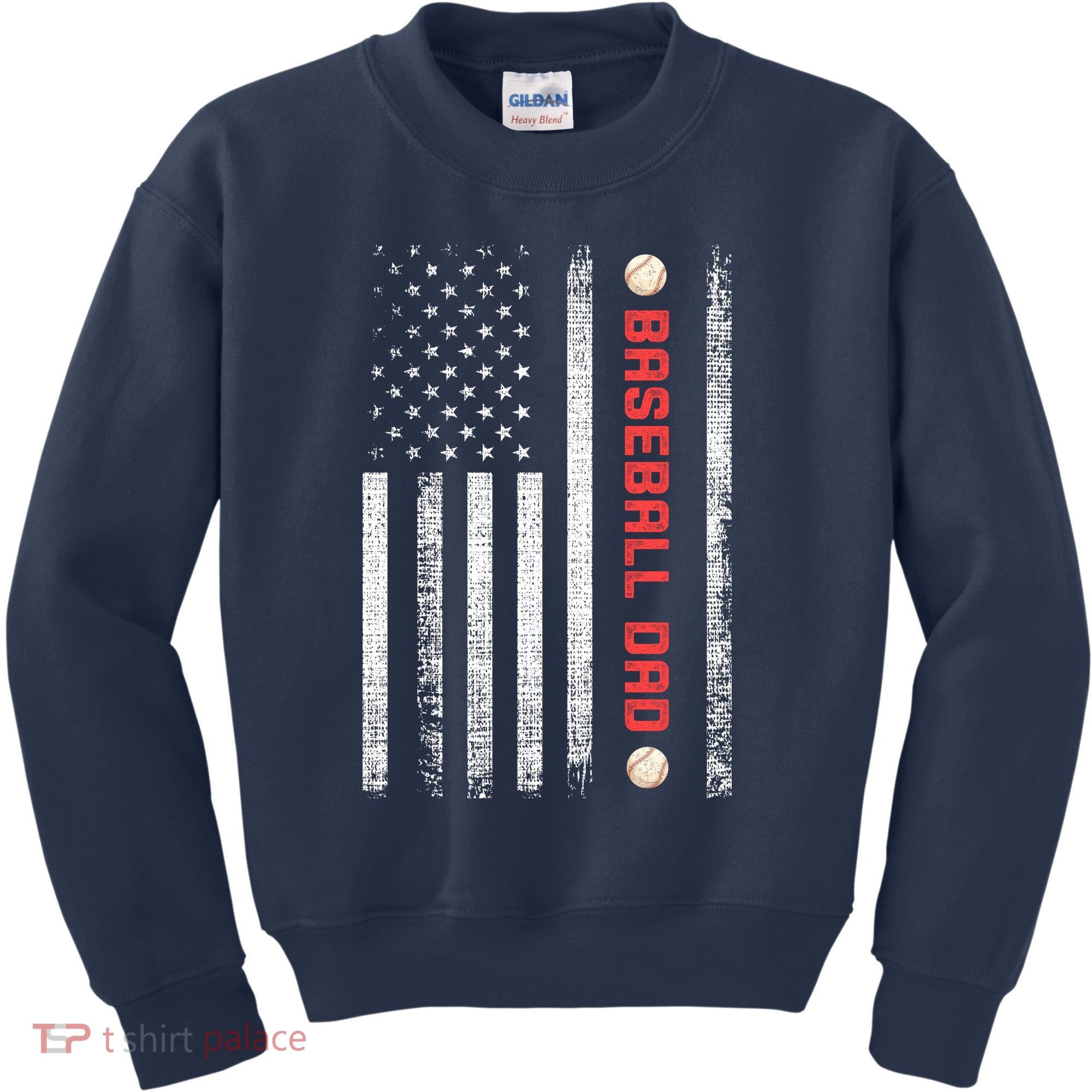 Baseball Dad American Flag Cool Father's Day Gift Kids Sweatshirt
