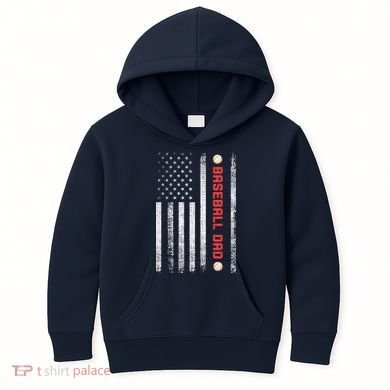 Baseball Dad American Flag Cool Father's Day Gift Kids Hoodie