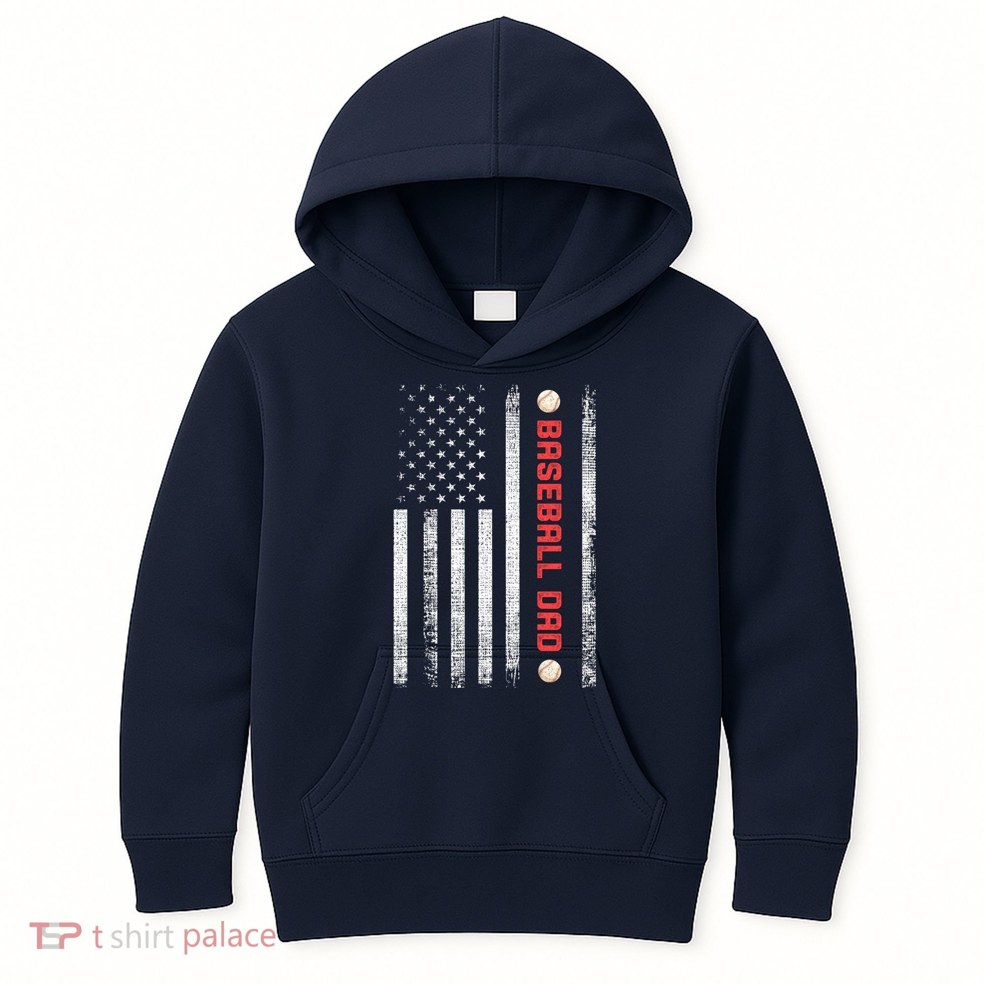 Baseball Dad American Flag Cool Father's Day Gift Kids Hoodie