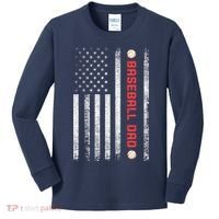 Baseball Dad American Flag Cool Father's Day Gift Kids Long Sleeve Shirt thumb 0