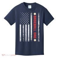 Baseball Dad American Flag Cool Father's Day Gift Kids T-Shirt thumb 0