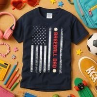 Baseball Dad American Flag Cool Father's Day Gift Kids T-Shirt thumb 3