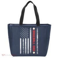 Baseball Dad American Flag Cool Father's Day Gift Tote Bag thumb 0