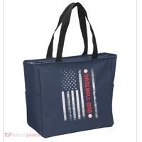 Baseball Dad American Flag Cool Father's Day Gift Tote Bag thumb 2