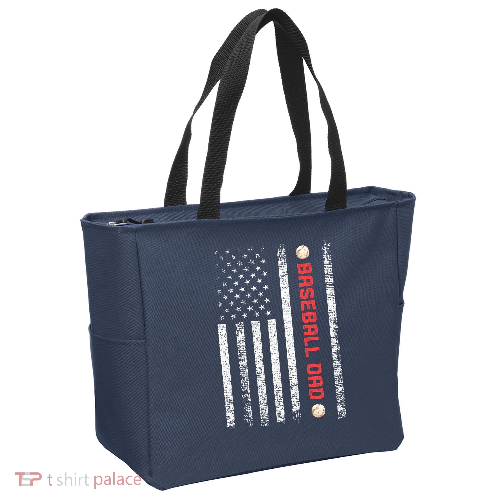 Baseball Dad American Flag Cool Father's Day Gift Tote Bag