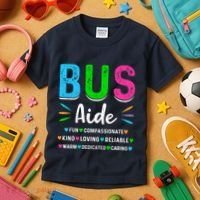 Bus Driver Aide Back To School Matching Group Squad Kids T-Shirt thumb 3