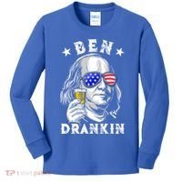 Ben Drankin Benjamin Franklin Funny Ing 4th Of July Usa Great Gift Kids Long Sleeve Shirt thumb 0