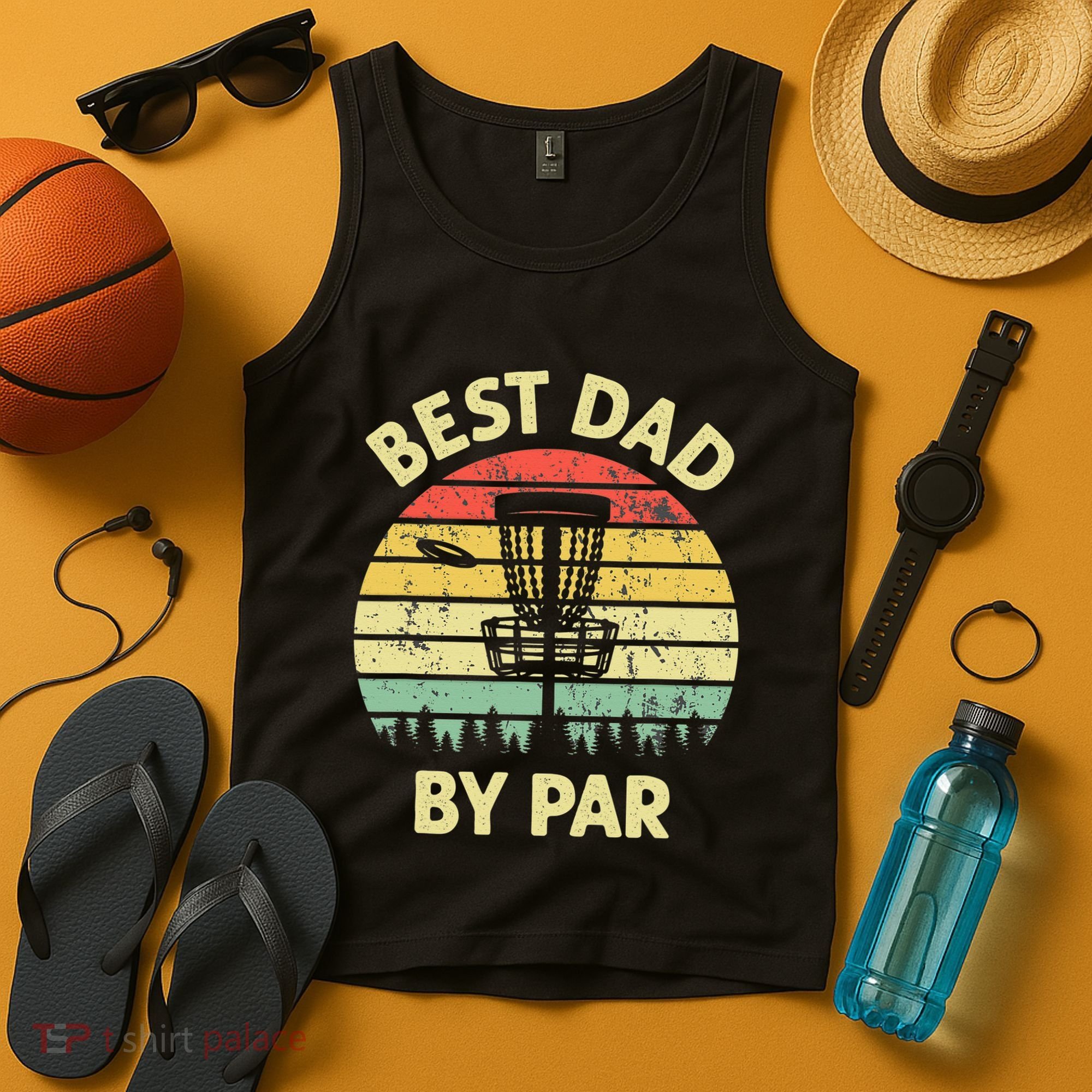 Best Dad By Par Funny Disc Golf Frisbee Golfer Father's Day Tank Top