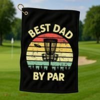 Best Dad By Par Funny Disc Golf Frisbee Golfer Father's Day Golf Towel thumb 1