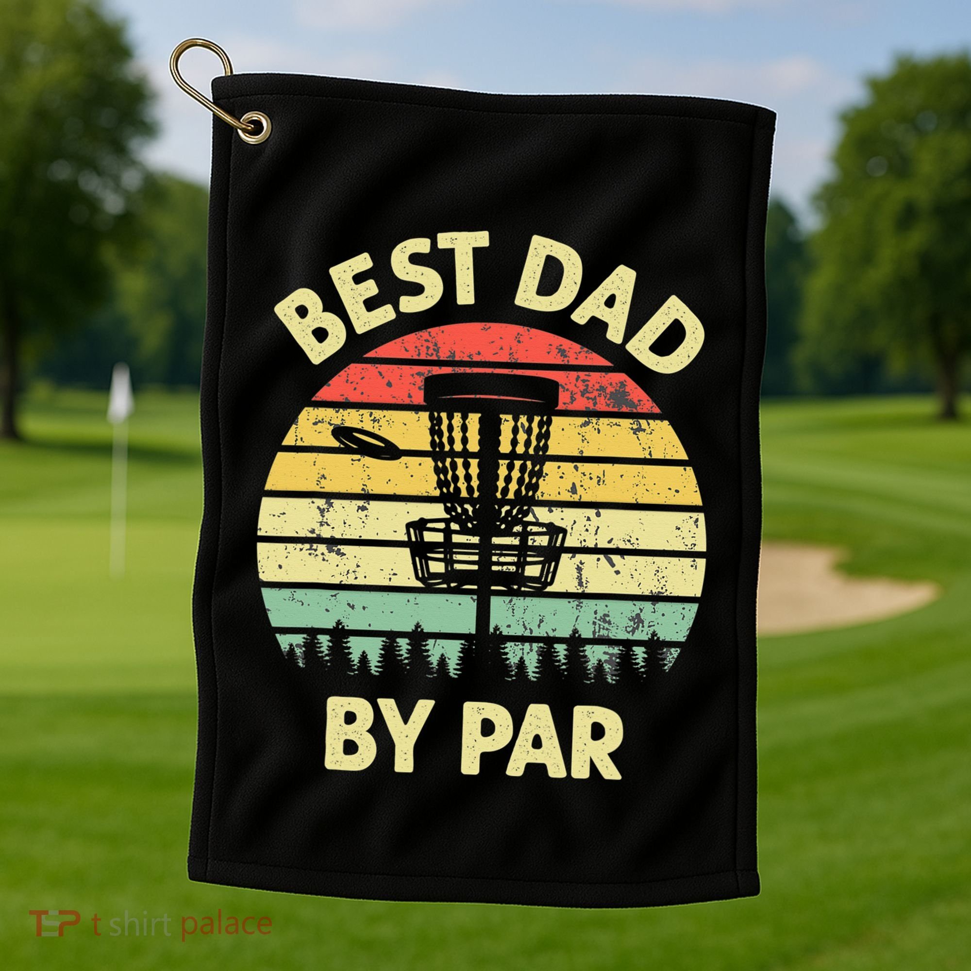 Best Dad By Par Funny Disc Golf Frisbee Golfer Father's Day Golf Towel