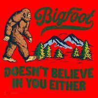 Bigfoot Doesn't Believe In You Either Funny Sasquatch Retro Santa Hat thumb 1