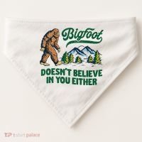 Bigfoot Doesn't Believe In You Either Funny Sasquatch Retro USA-Made Doggie Bandana thumb 0