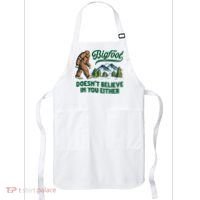 Bigfoot Doesn't Believe In You Either Funny Sasquatch Retro Apron thumb 0
