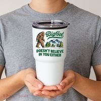 Bigfoot Doesn't Believe In You Either Funny Sasquatch Retro Tumbler thumb 2