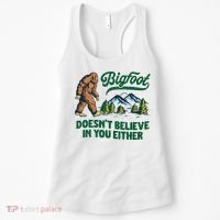 Bigfoot Doesn't Believe In You Either Funny Sasquatch Retro Women's Tank Top thumb 0