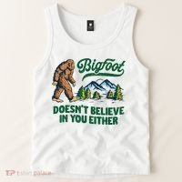 Bigfoot Doesn't Believe In You Either Funny Sasquatch Retro Tank Top thumb 2