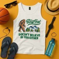 Bigfoot Doesn't Believe In You Either Funny Sasquatch Retro Tank Top thumb 4