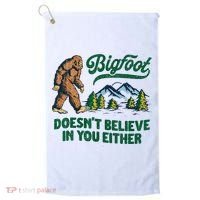 Bigfoot Doesn't Believe In You Either Funny Sasquatch Retro Golf Towel thumb 0
