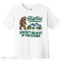 Bigfoot Doesn't Believe In You Either Funny Sasquatch Retro Toddler T-Shirt thumb 0