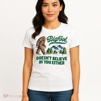 Bigfoot Doesn't Believe In You Either Funny Sasquatch Retro Women's T-Shirt thumb 4