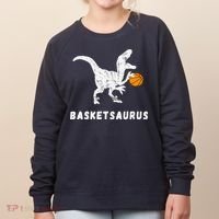 Basketball Dinosaur Baller T-rex Dino Playing Basketball Women's Sweatshirt thumb 0