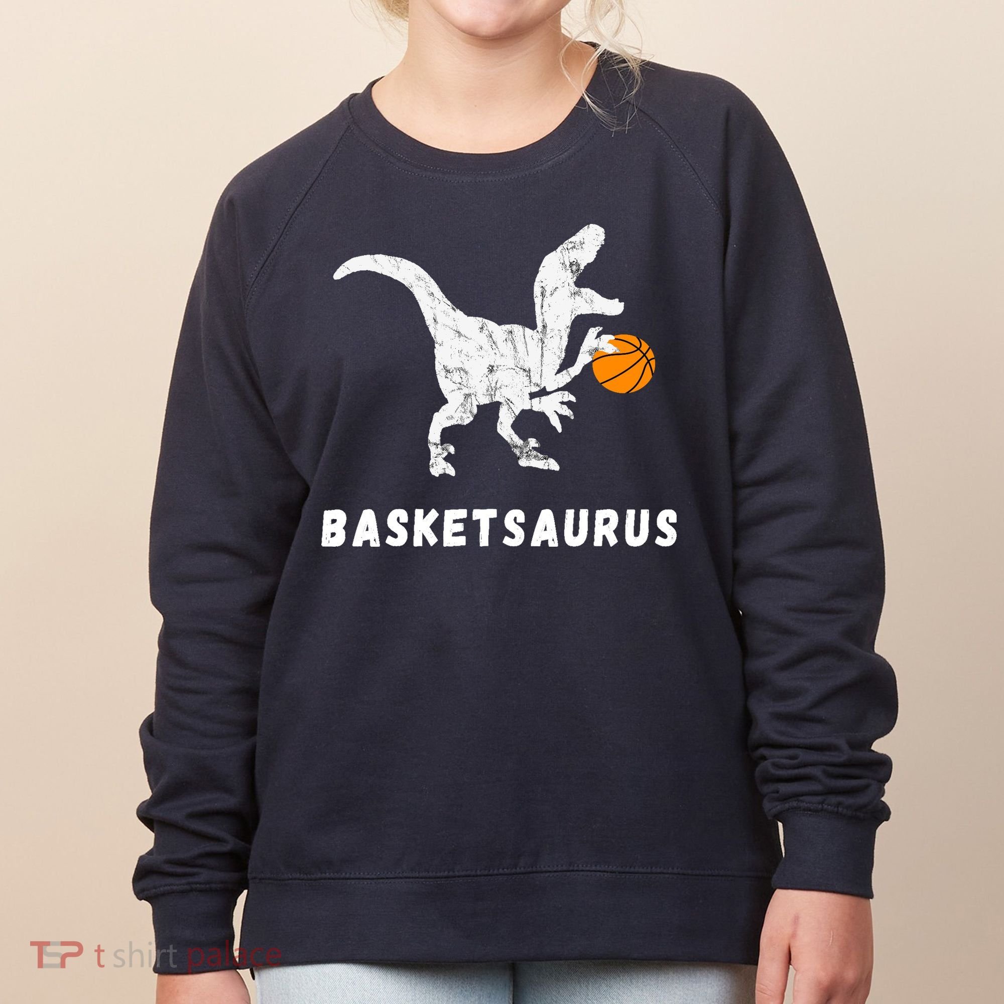 Basketball Dinosaur Baller T-rex Dino Playing Basketball Women's Sweatshirt